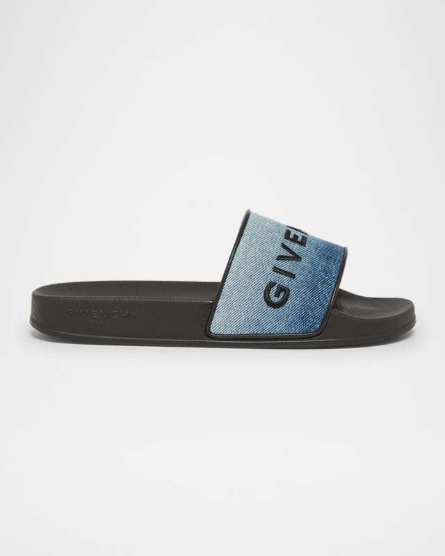 Denim Logo Slide Sandals